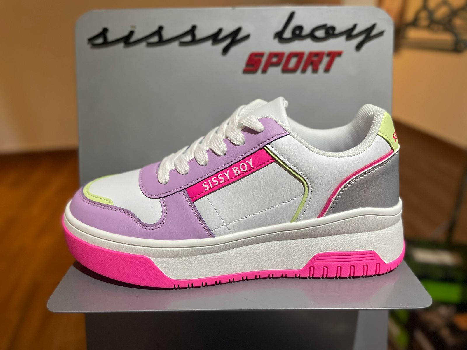 SISSY BOY ~ NEON PINK COLOR BLOCK SNEAKER - Made for Her - 925 Sterling  Sliver Jewelry